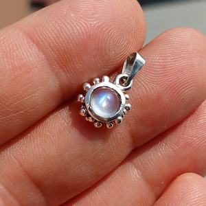 Minimalist Moonstone Charm, Ceylon Moonstone Sterling Silver Pendant - Minimalist Charm for a Celestial Touch - Gift for Her