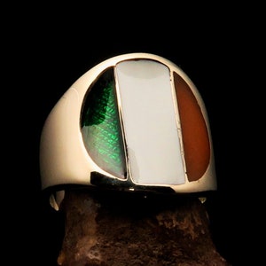 Irish Flag Ring, Add Some Irish Flair: Round Pinky Ring Featuring the Flag of Ireland - Round Pinky Ring in Ireland Flag Colors