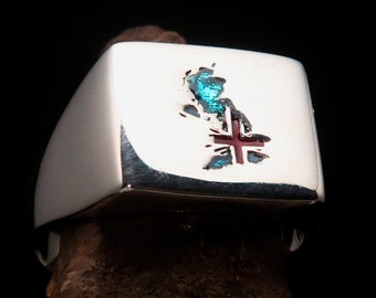 Anello Mystic Quartz in Argento Sterling con Bandiera Union Jack Anello Mystic Quartz in Argento Sterling con Bandiera Union Jack