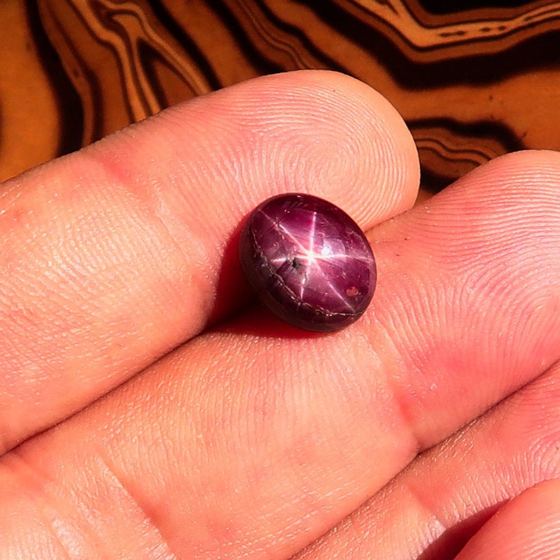 Oval Red 6 Rays Star Ruby Cabochon 6.0 CT 11.2 mm x 9.3 mm x 5.1 mm