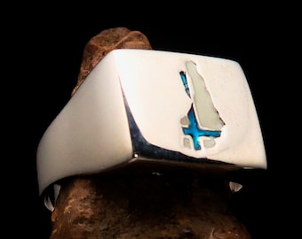 Finnish Flag Sterling Silver Pinky Ring - Patriotic Finland Jewelry Gift for Proud Finn