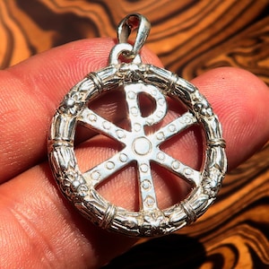 Chi Rho Silver Amulet, Ancient Chi Rho, Sterling Silver Amulet, Chi Rho Christogram Pendant - Sterling Silver Symbol of Christian Heritage