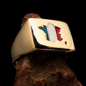 Französischer Flaggenring, Pinky Ring, Messing-Kostümring, Herren-PinkyRing, Flagge Frankreichs, Sport-Event-Outfit, Geschenk, Fanbekleidung
