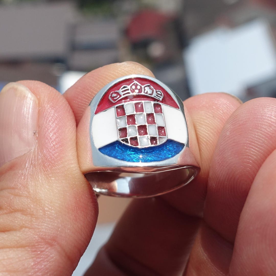 Croatian Flag Ring, Sterling Silver Ring, Pinky Ring, Flag of Croatia ...