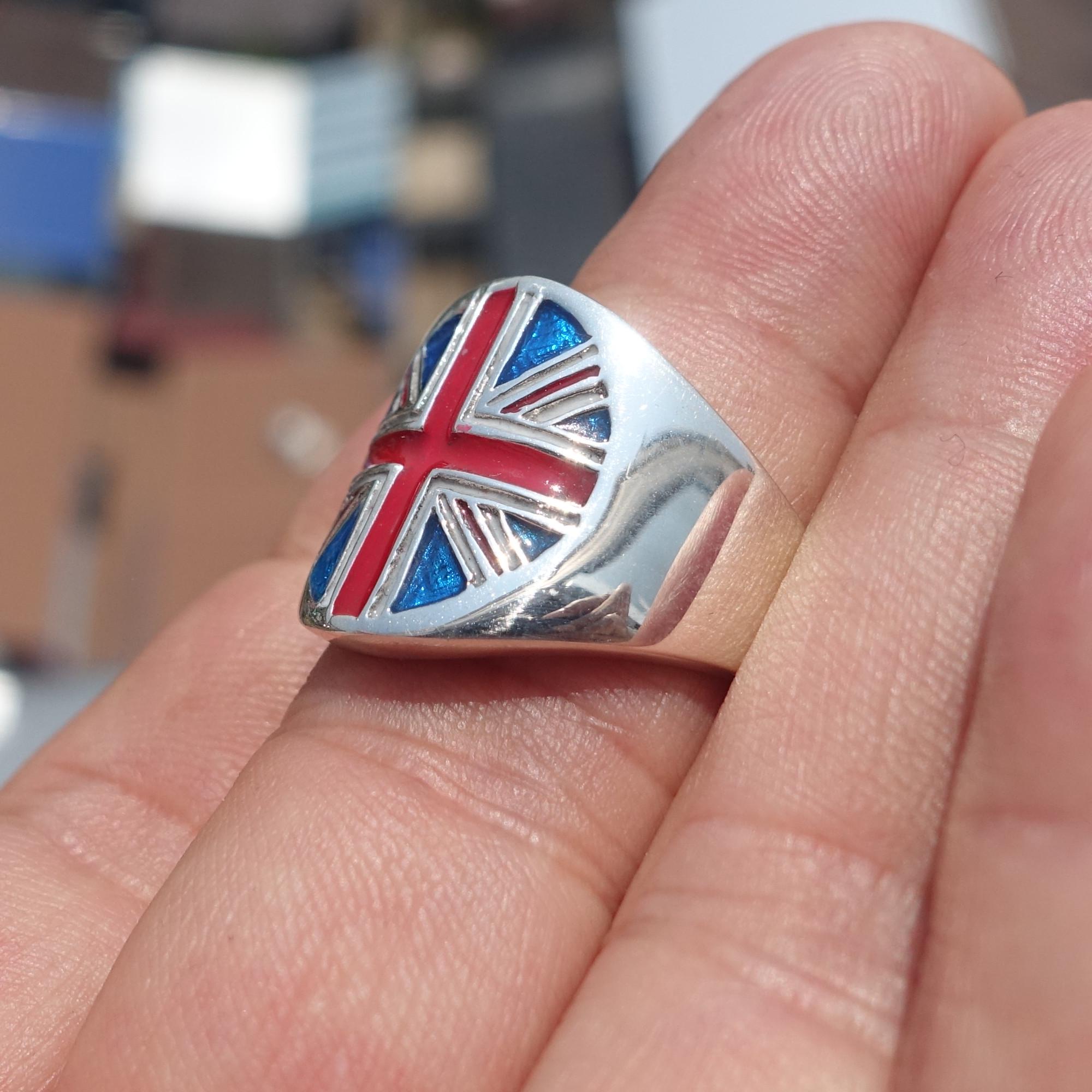Anello Union Jack In Argento 925 Sterling - Bandiera Britannica - Taglie M-V - PARSONSANDLEE