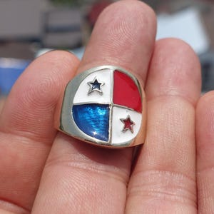 Panama Flag Ring, Men&#39;s Ring, Pinky Ring, Costume Flag Ring, Flag of Panama, Sport Event Outfit, Panama fan Apparel, Gift - Solid Brass