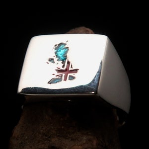 Union Jack Ring, Sterling Silver Ring, Pinky Ring, Flag of the United Kingdom, Sport Event Outfit, Fan Apparel, Men&#39;s Silver Ring, UK Flag