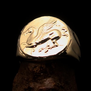 Men&#39;s ancient Corinthian Pegasus Coin Ring Greek Goddess Athena - solid Brass