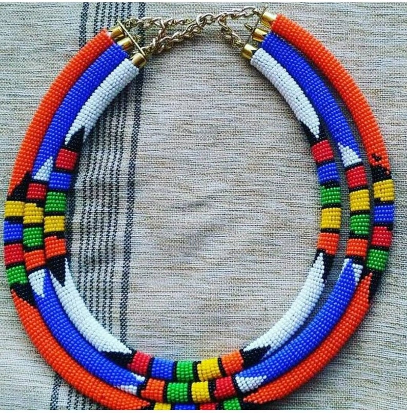 Maasai necklace masai collar made with beads from East Africa Etsy