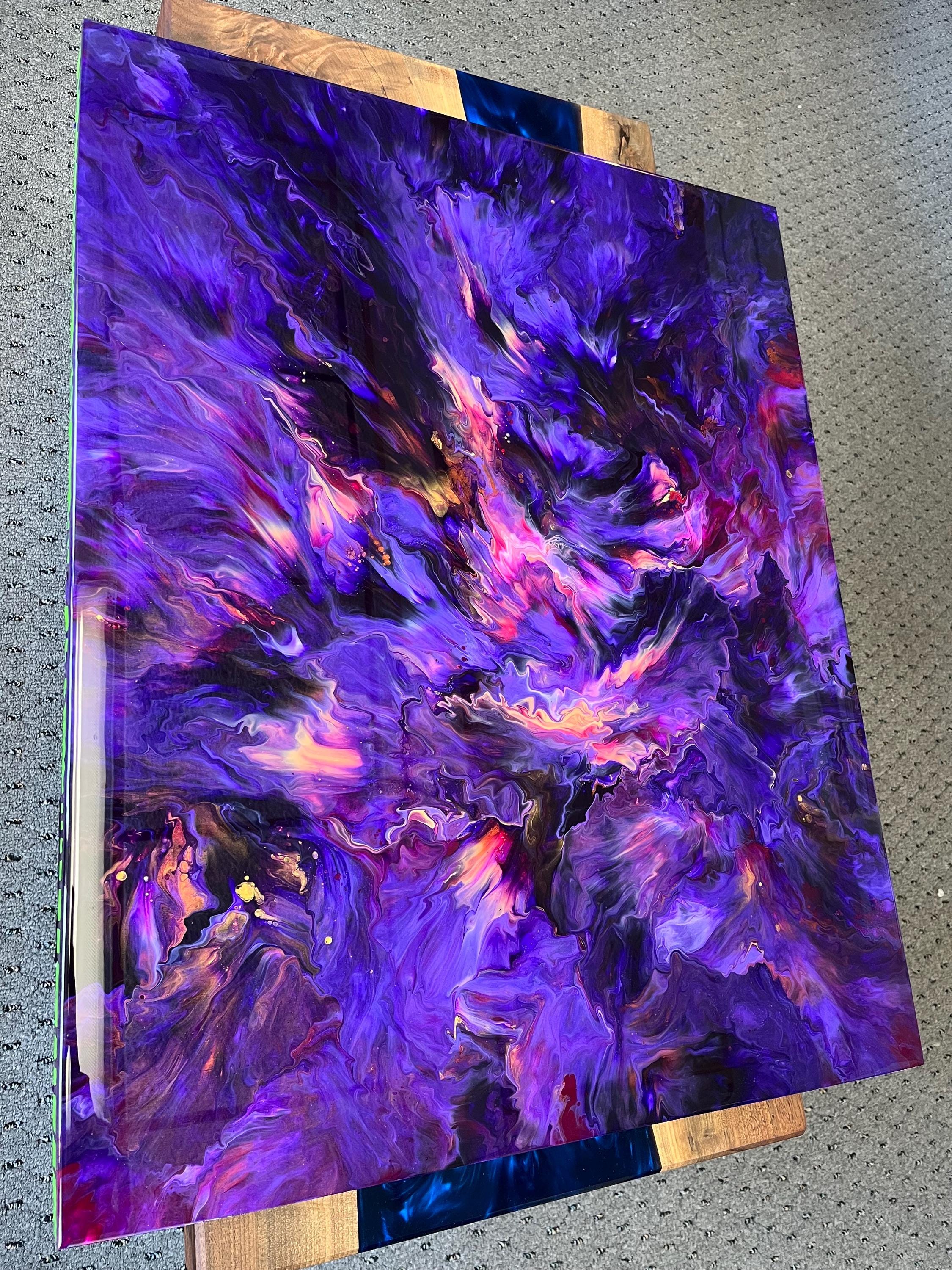 Large Purple Acrylic Pour Painting