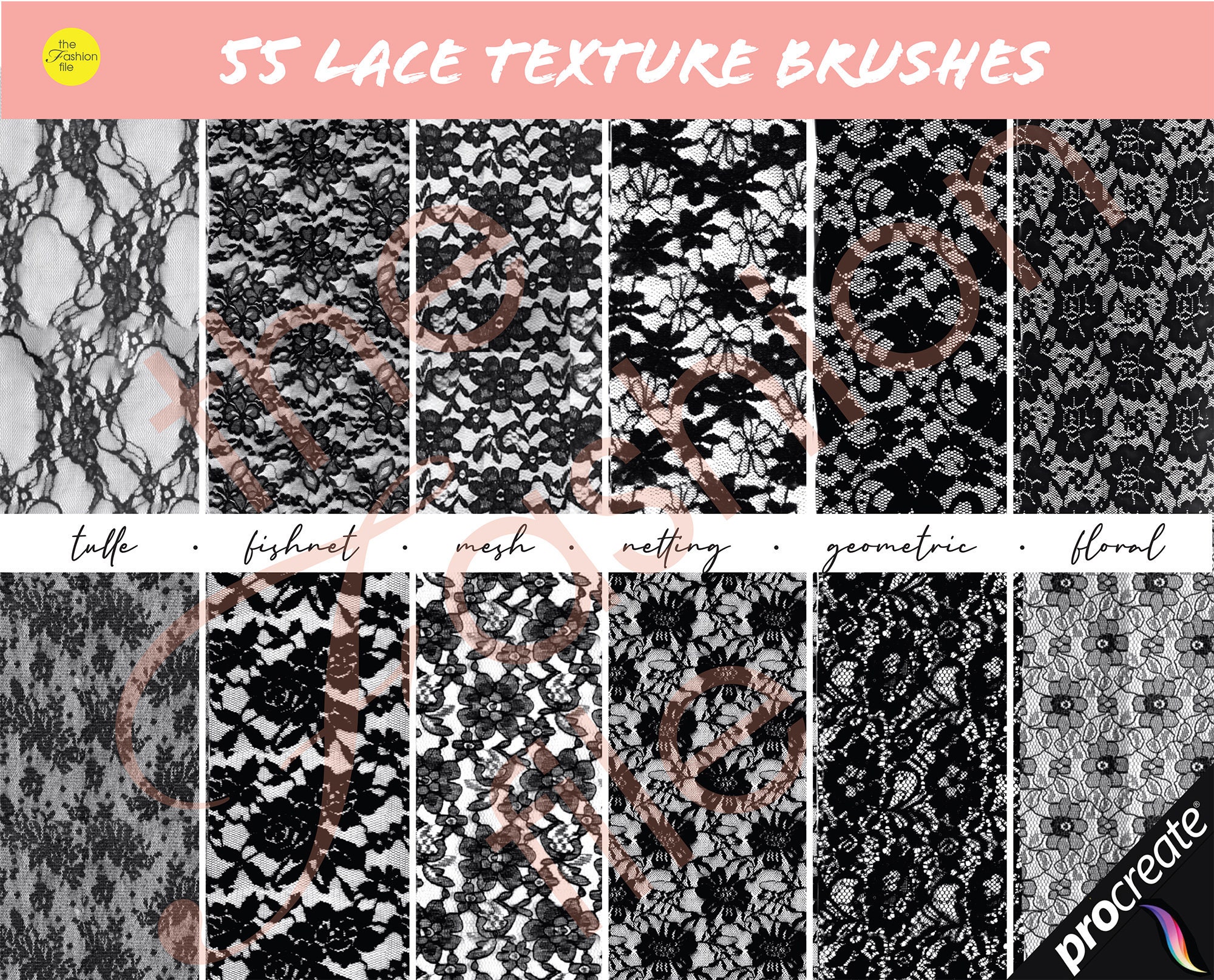 83 PROCREATE FASHION BRUSHES Lace Fabric Textures Brushes - Etsy