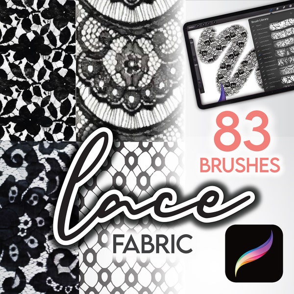 83 PINCEAUX MODE PROCREATE • Pinceaux pour texture de tissu en dentelle pour vêtements Tulle résille et résille Floral Encaje Dentelle