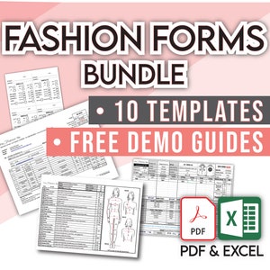 Fashion Designer FORMS TEMPLATES Pack • Cost Sheet, Pattern Card, Measurement Sheet, Cut Tickets, Purchase Orders, Sample Tag & NDA + Bonus!