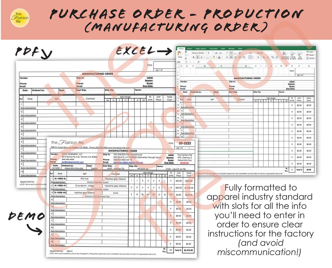Fashion Designer FORMS TEMPLATES PACK Cost Sheet Pattern Etsy