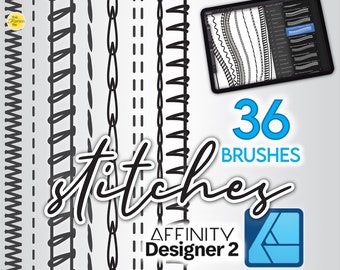 36 AFFINITY Designer2 FASHION BRUSHES • Stitches for Construction Flat Sketches Single, Double Needle, Coverstitch, Overlock, ZigZag + more