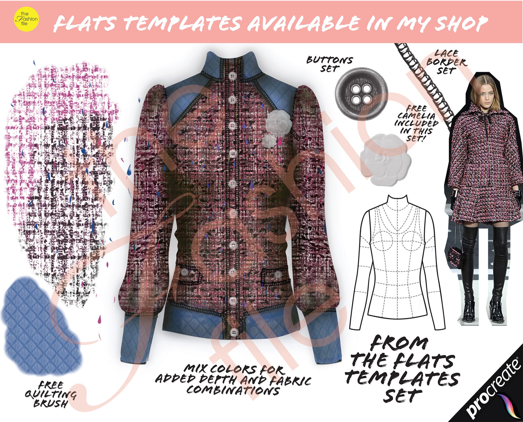 33 PROCREATE FABRIC TWEED Texture Brushes Free Pearls Etsy