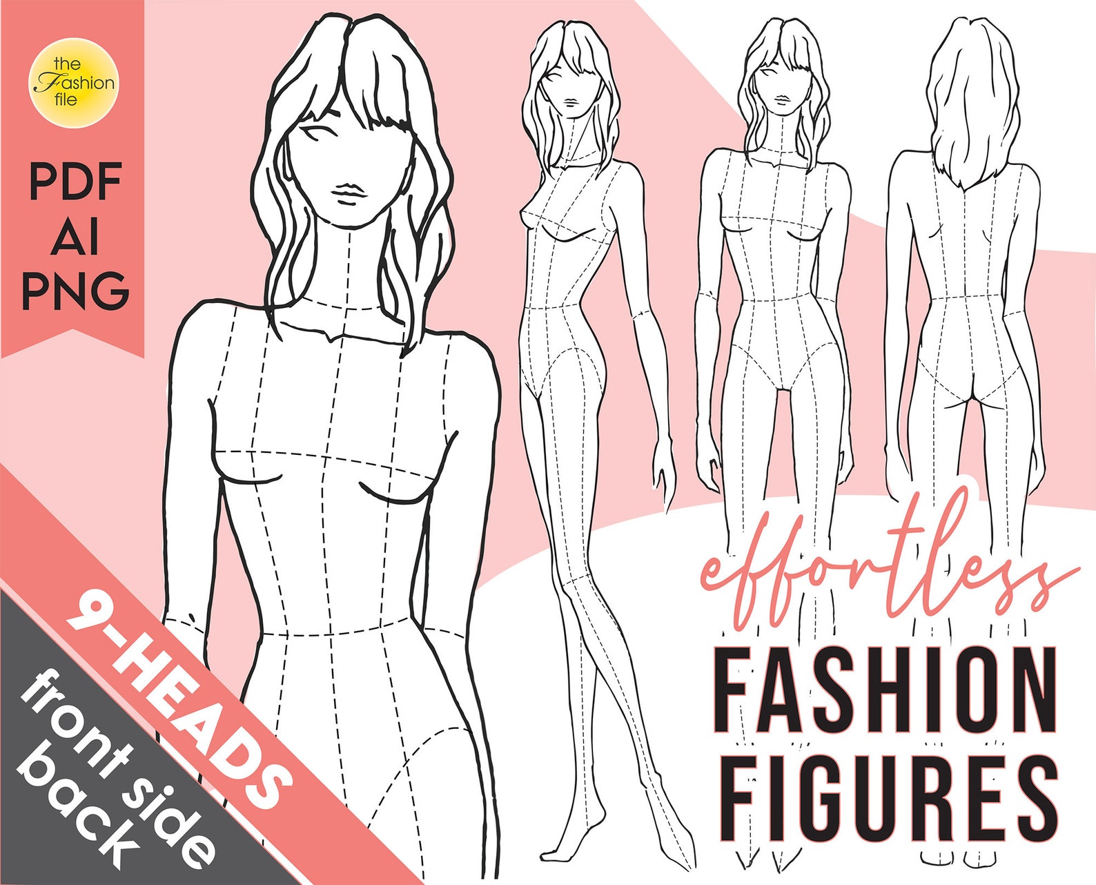 Fashion ILLUSTRATION CROQUIS TEMPLATES Printable Pdf Ai Etsy