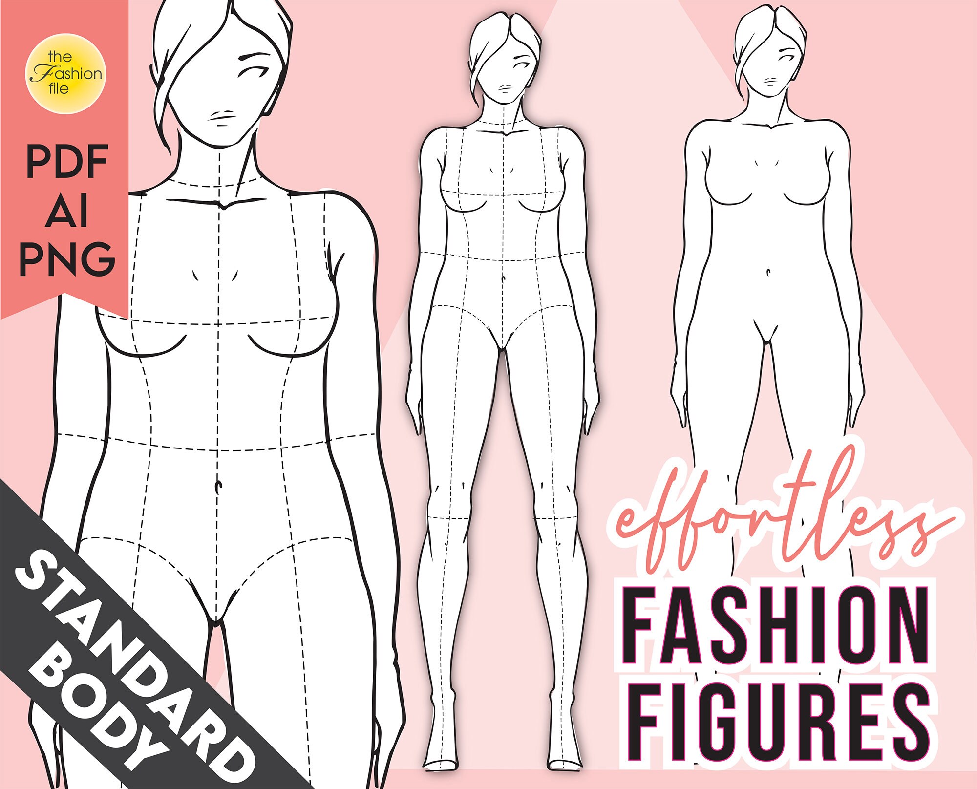 STANDARD / REALISTIC BODY Fashion Figure Templates • 9-head Female ...