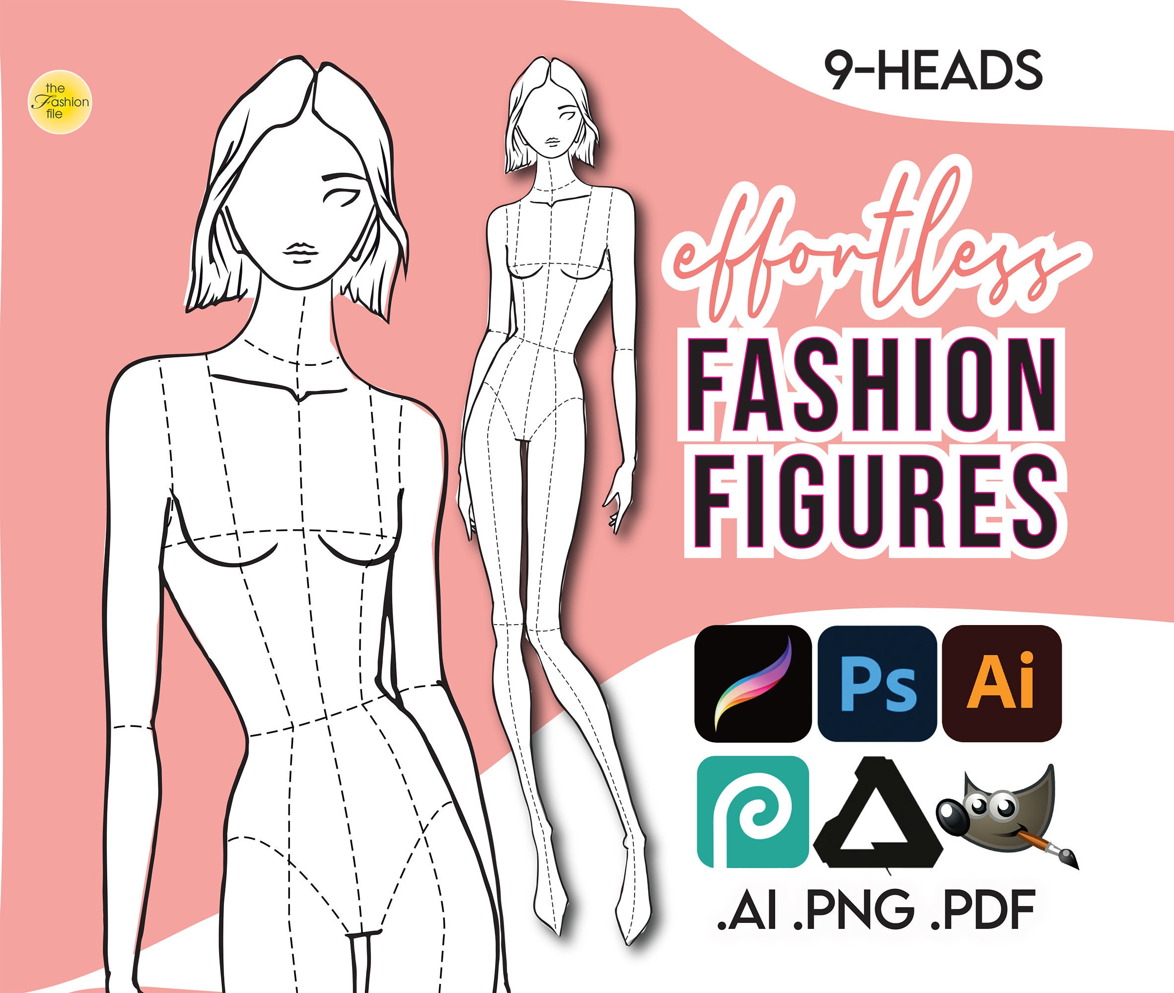 Fashion Design Template, Body Croquis Template Female, Fashion Figure  Templates, Drawing Template for Clothing Designers, Sample Body Png 