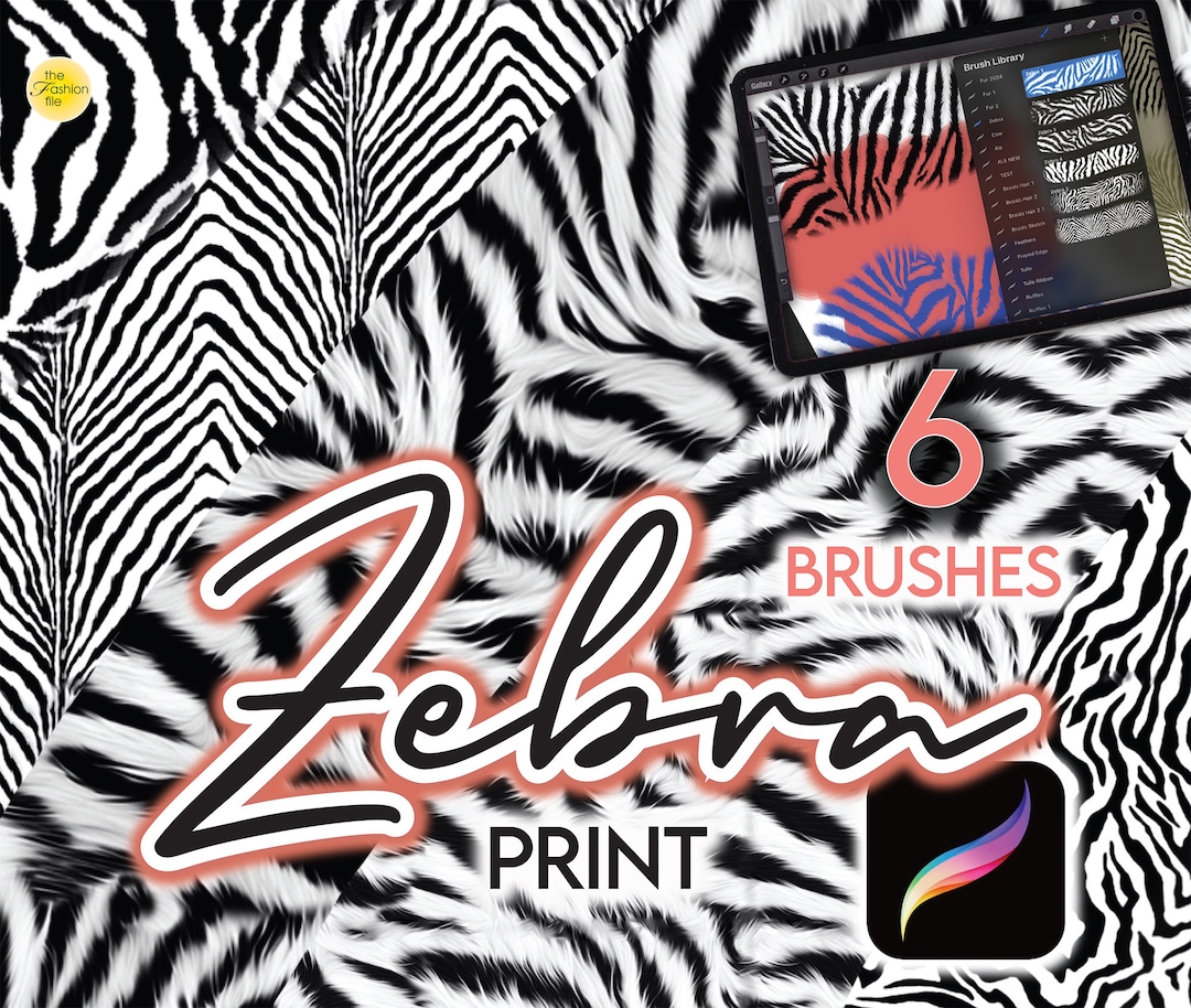 4 PROCREATE ZEBRA TEXTURES • Procreate Brush Zebra Fur Animal Print ...