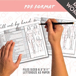 Fashion Template Women &amp; Men BODY MEASUREMENT SHEETS • Sewing ...