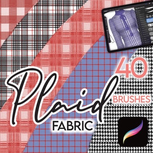 40 PROCREATE PLAID TEXTURES • Procreate Brush Plaid Tartan Checks Houndstooth Argyle Christmas Seamless Print Textile Fashion Brushes Anime