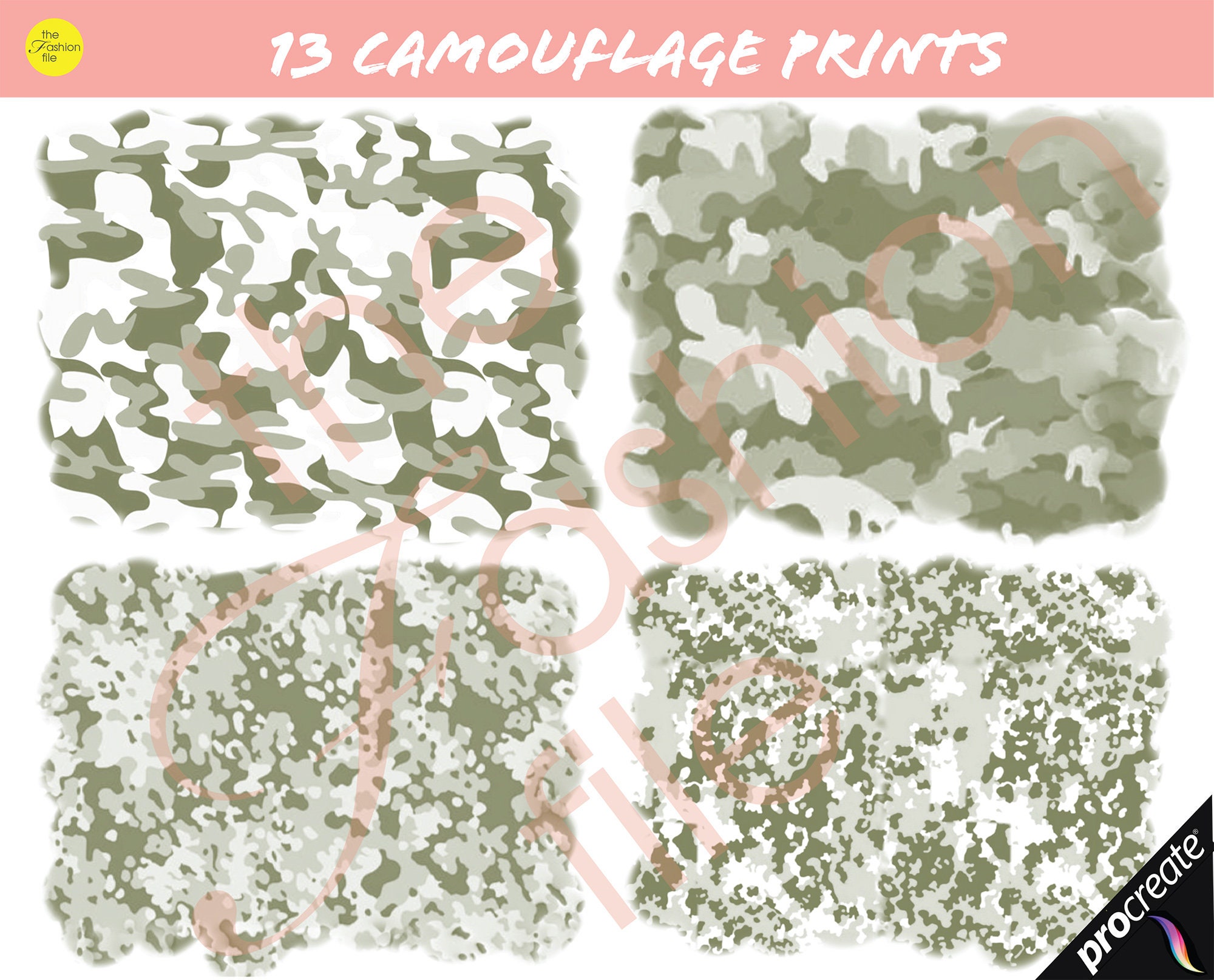 17 PROCREATE CAMOUFLAGE TEXTURES Procreate Brush Camo Etsy