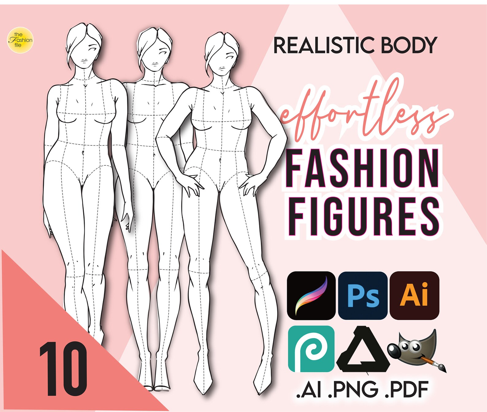 10 STANDARD / REALISTIC Body Fashion Figure Templates • Pdf Ai Png for ...