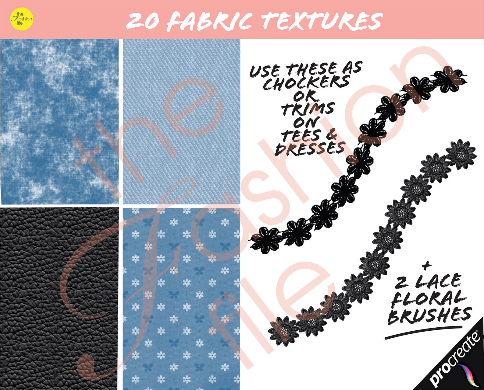 22 PROCREATE 90s FASHION TEXTURES Procreate Brush Fishnet Tartan