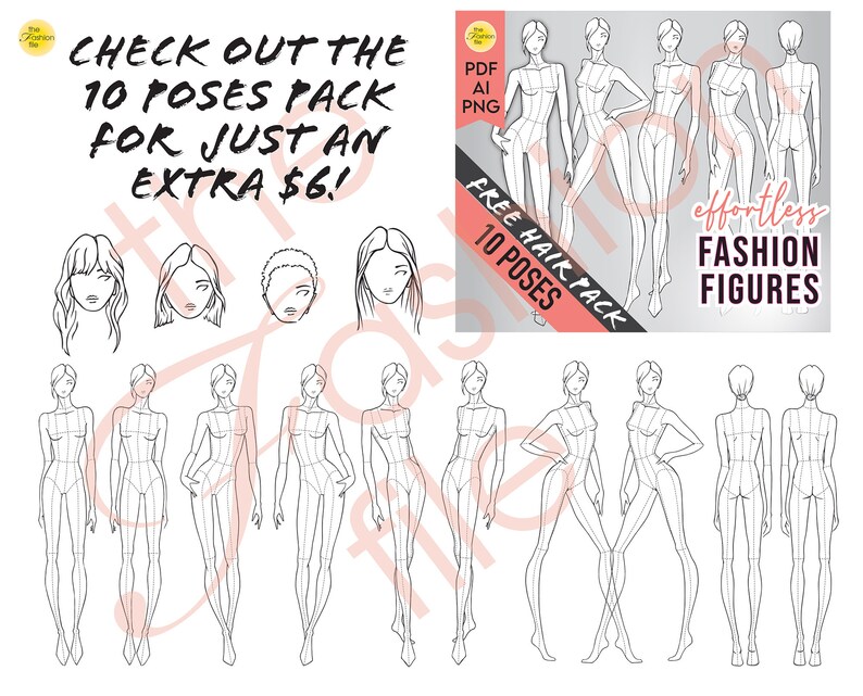 Fashion ILLUSTRATION CROQUIS TEMPLATE Printable Pdf Ai Etsy