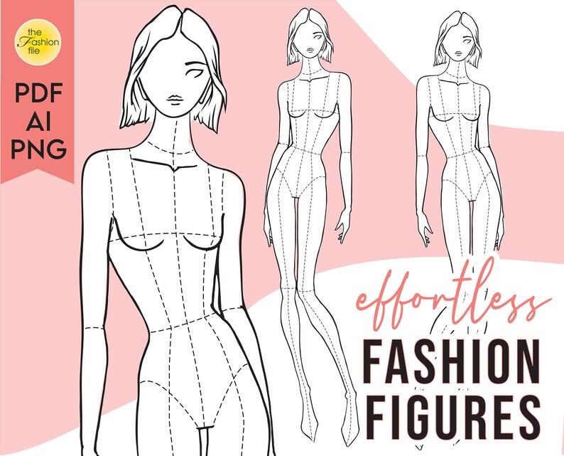 FASHION DESIGN TEMPLATE Pdf Ai Png for Procreate 9Head Etsy