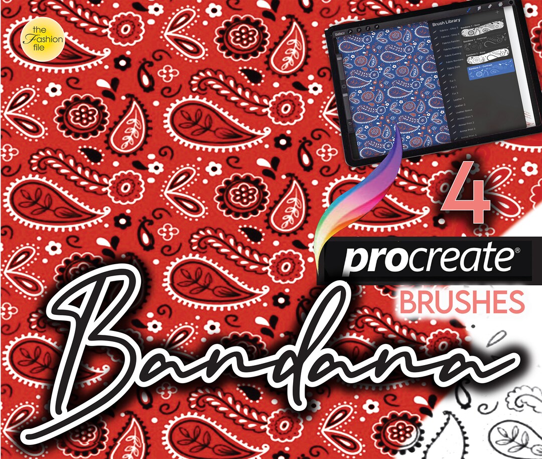 4 PROCREATE BANDANA TEXTURES Bandana Western Paisley Fabric - Etsy