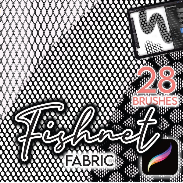 28 TEXTURES RÉSILLE PROCREATE • Pinceau Procreate Tulle Filet Maille Dentelle Lingerie Tissu Textile Pinceaux d'illustration de mode Anime Manga