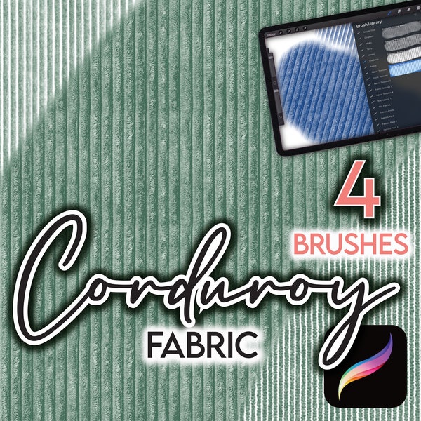 4 PROCREATE FABRIC TEXTURES • Corduroy Fabric Textile Fashion Design Illustration Clothes Seamless Brushes Anime Manga