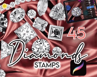 45 PROCREATE FASHION BRUSHES • Diamonds Rhinestones Jewels Jewelry Sparkle Stamps + Free Pearl Brushes + Free Palette • Designer Anime Manga