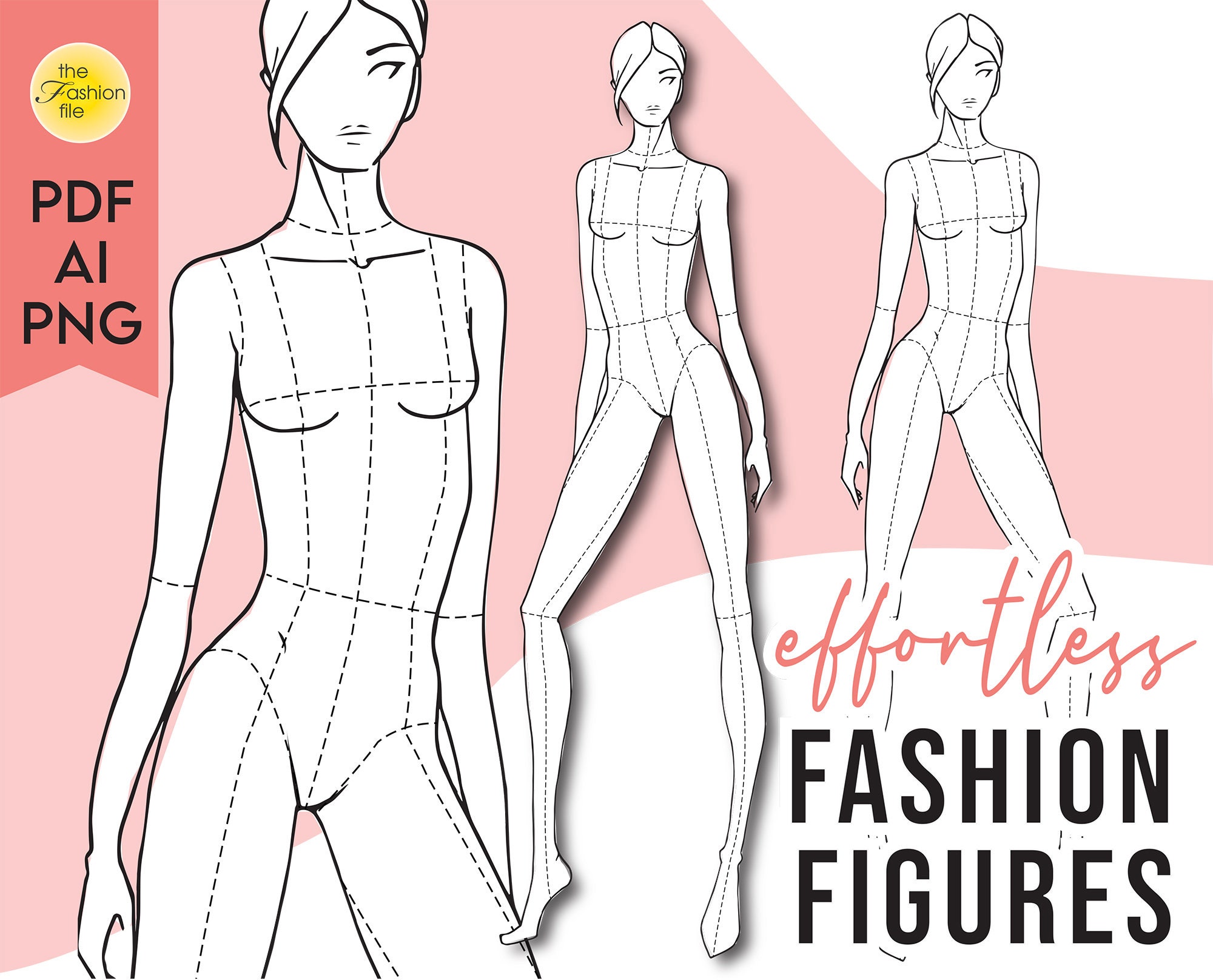 FASHION DESIGN TEMPLATE Pdf Ai Png for Procreate 9Head Etsy