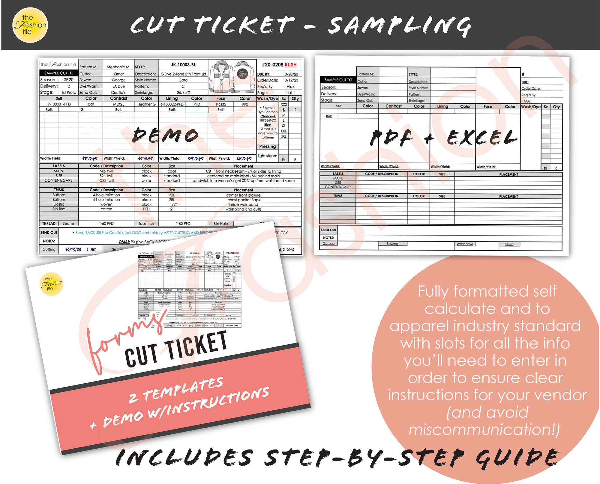Fashion Designer FORMS TEMPLATES Pack Cost Sheet Pattern Etsy