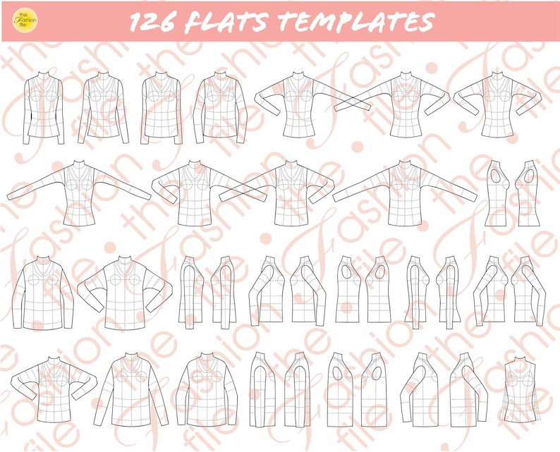 150 FASHION FLATS TEMPLATES Printable Pdf and Illustrator Ai - Etsy