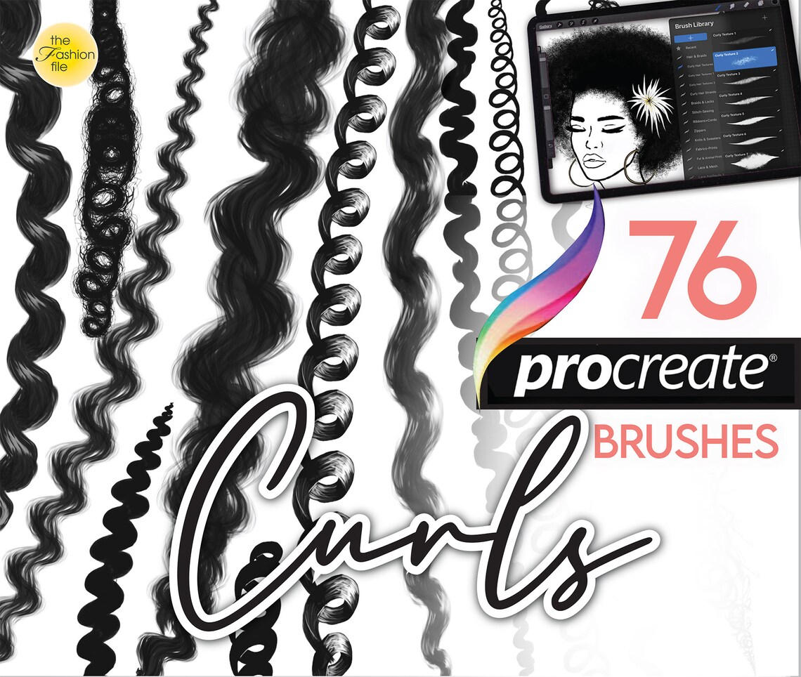 75 PROCREATE HAIR BRUSHES Curly Kinky Coily Wavy African Etsy