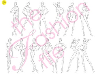 Fashion Sketchbook: 240 Large Female Figure Templates (12 Croquis Poses -  Large Female Figure) for Easily Sketching Your Design Styles And Fashion  Design Drawings Outfits: Design, Orchitekt: 9798740960487: : Books