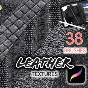 38 PROCREATE LEATHER TEXTURES • Procreate Brush Leather Cow Reptile Crocodile Suede Quilted Tufted Quilted Embossed Fashion Brushes Anime