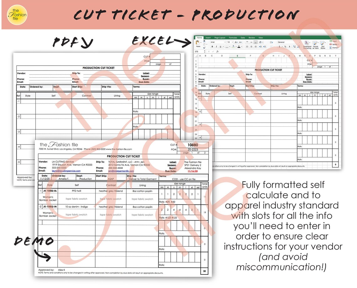 Fashion Designer FORMS TEMPLATES PACK Cost Sheet Pattern Etsy