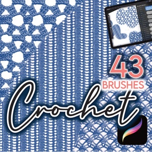 43 PROCREATE CROCHET TEXTURE Brushes • Realistic Knitting Mesh Sweater Textile Knit Fashion Brushes Anime Manga