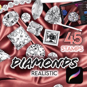 45 PROCREATE FASHION BRUSHES • Diamonds Rhinestones Jewels Jewelry Sparkle Stamps + Free Pearl Brushes + Free Palette • Designer Anime Manga