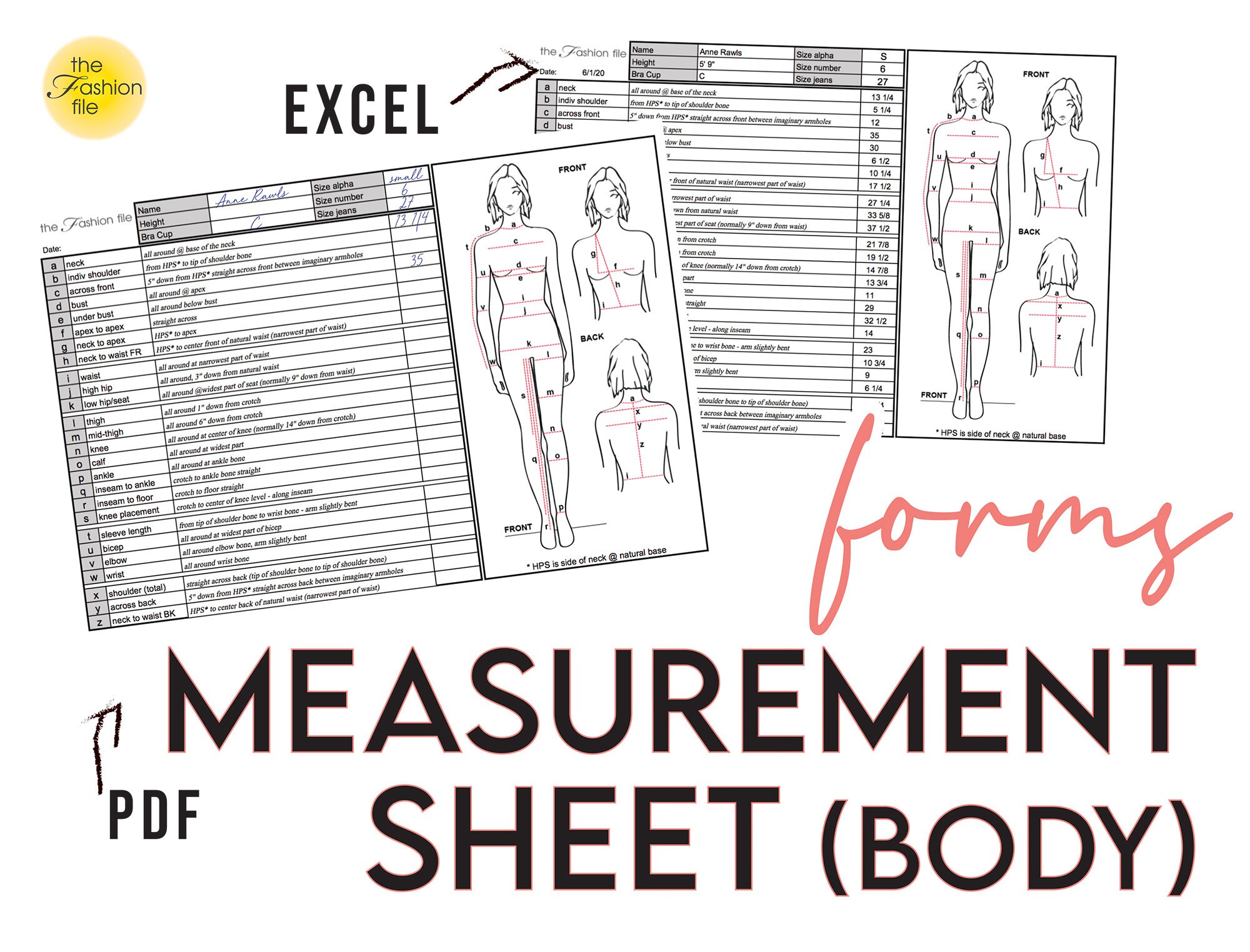 Fashion Designer MEASUREMENT SHEET body TEMPLATE Blank Etsy