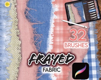32 PROCREATE FRAYED Edge FABRIC Torn Cut Textiles Ripped Denim Fashion Brushes Clothing Clothes Illustration Anime Manga Jeans Linen Burlap