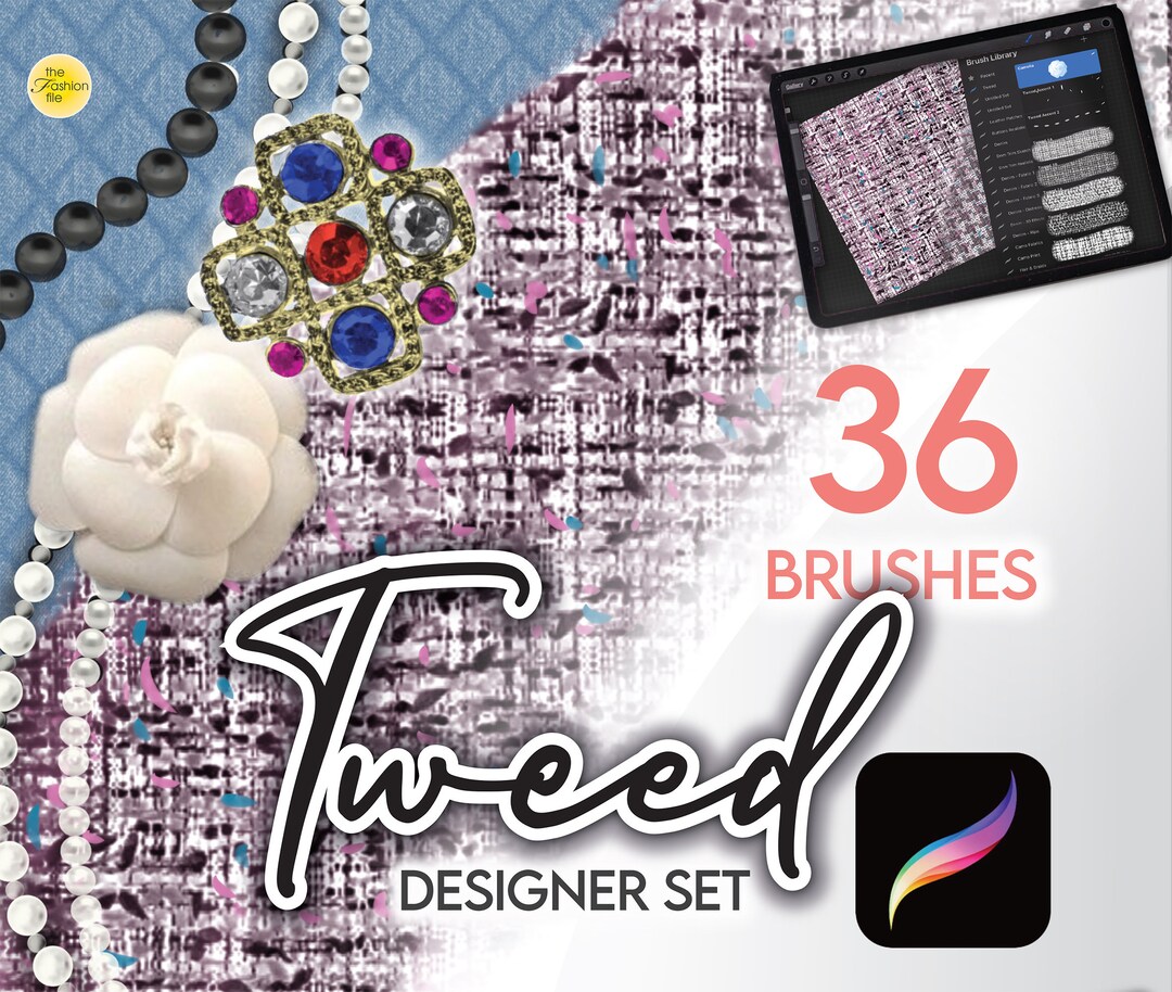 33 PROCREATE FABRIC TWEED Texture Brushes Free Pearls, Camelia