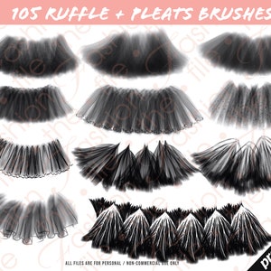 105 PROCREATE RUFFLE BRUSHES • Pleats Shirring Smocking Gathers Frills ...