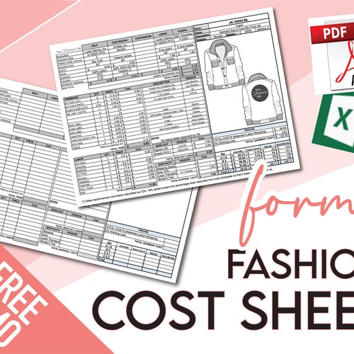 Fashion Design COST SHEET TEMPLATE Form Formatted for Auto Etsy
