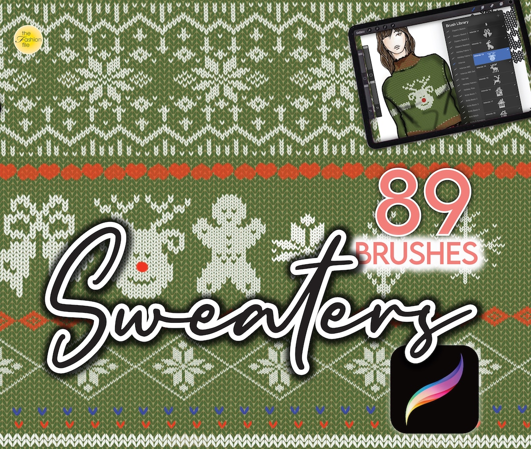 89 PROCREATE SWEATER BRUSHES Christmas Holiday Fair Isle Intarsia ...